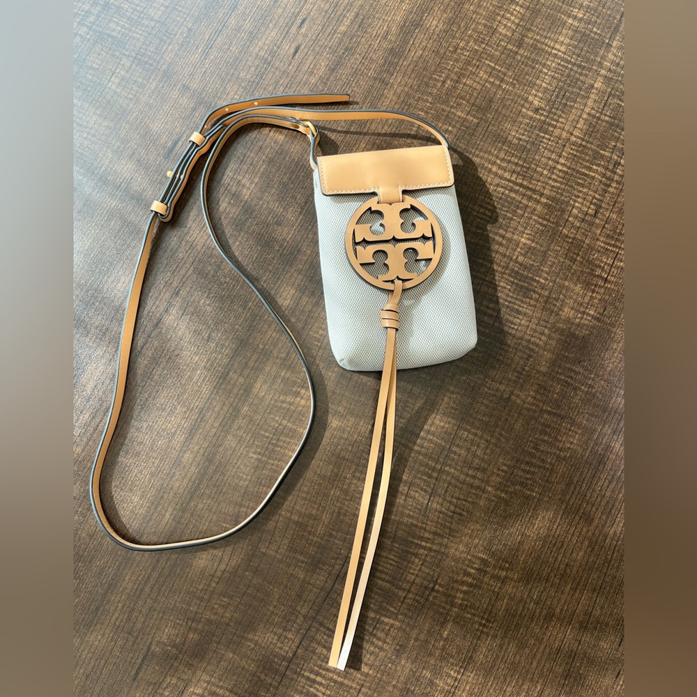 Tory Burch Beige and Light Gray Crossbody Bag